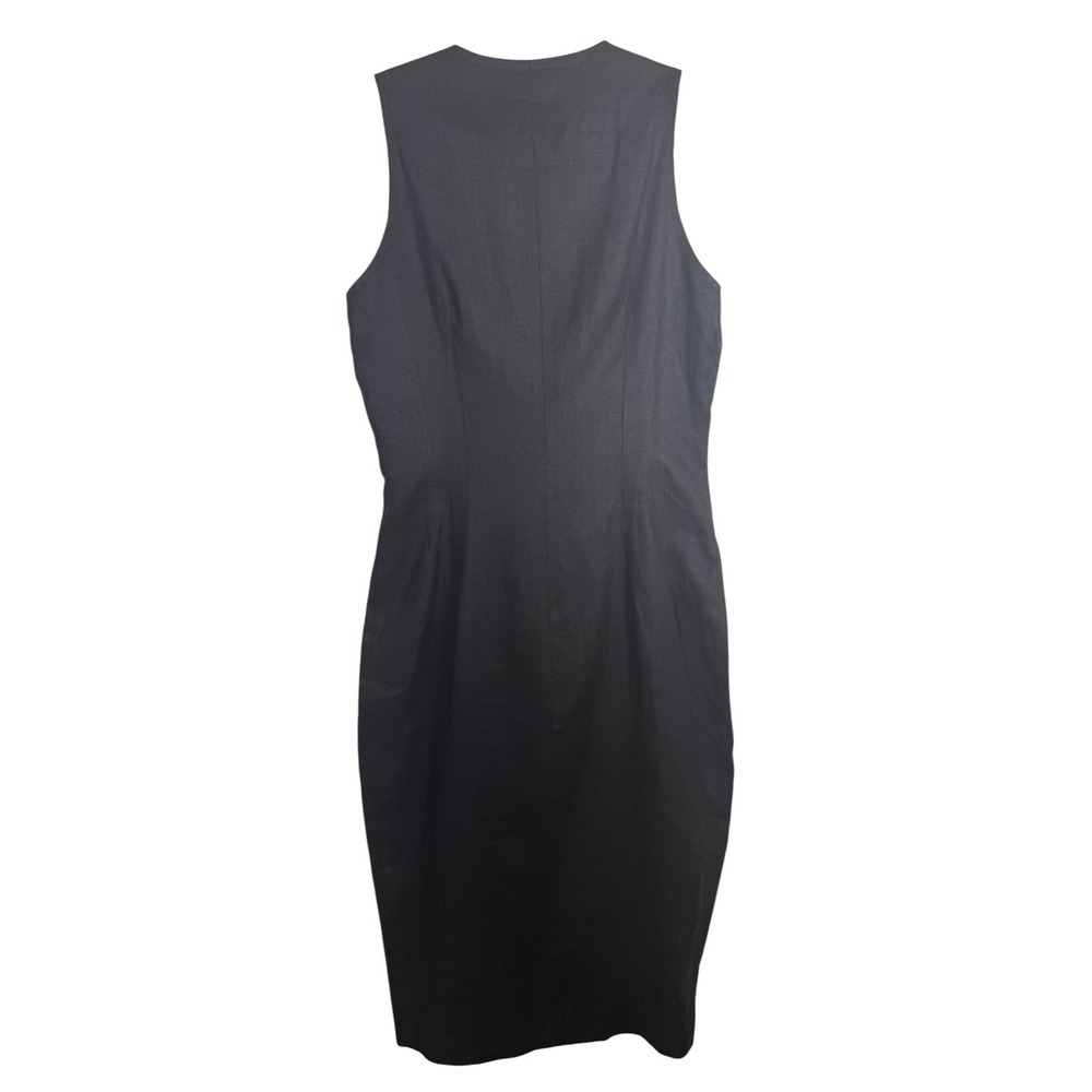 Finity 100% Linen Lined Sleeveless Black Dress Vintage - Picture 3 of 7